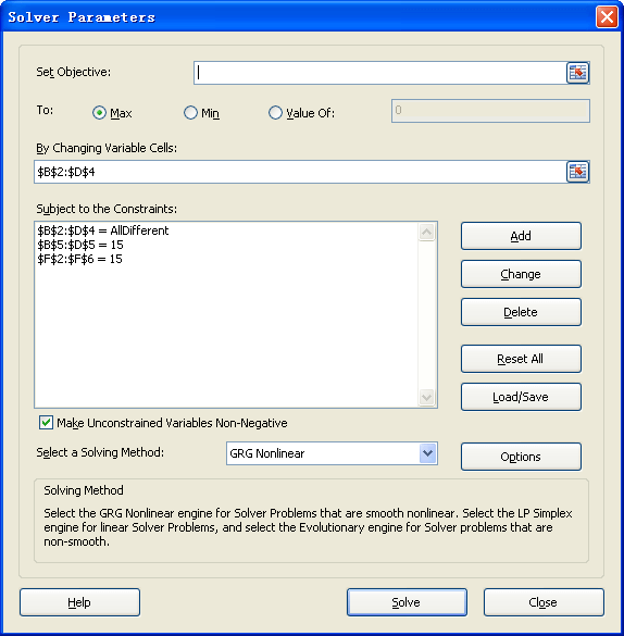 Style Box Solver Parameters