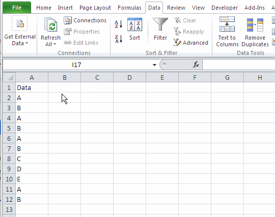 Remove duplicate values in Excel 2010