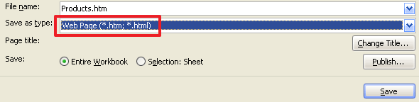 Save as Web Page File