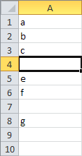 first blank cell after selection