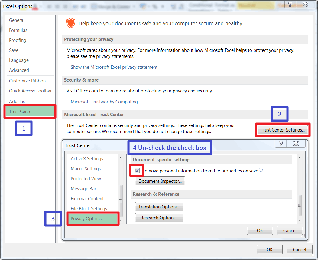 document inspector in excel