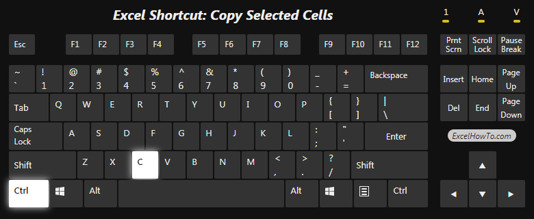 Excel Shortcut: Copy selected cells