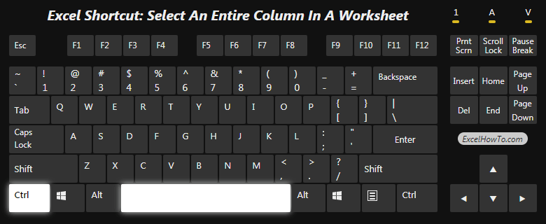 Excel Shortcut: Select an entire column