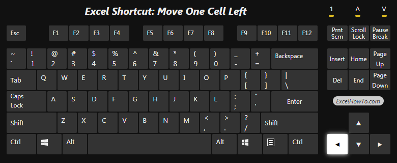 Excel Shortcut: Move one cell left